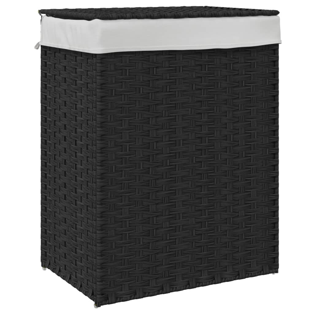 Canasta de lavandería Vidaxl con tapa 46x33360 cm Poly Rattan negro