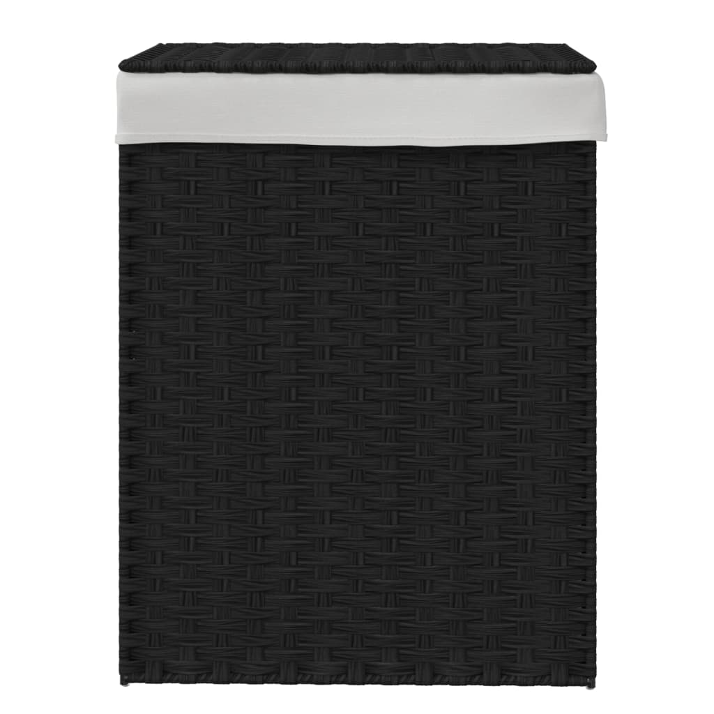 Canasta de lavandería Vidaxl con tapa 46x33360 cm Poly Rattan negro