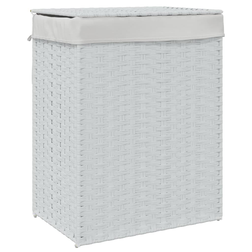 Canasta de lavandería de Vidaxl con tapa 46x33x60 cm de poly rattan blanco