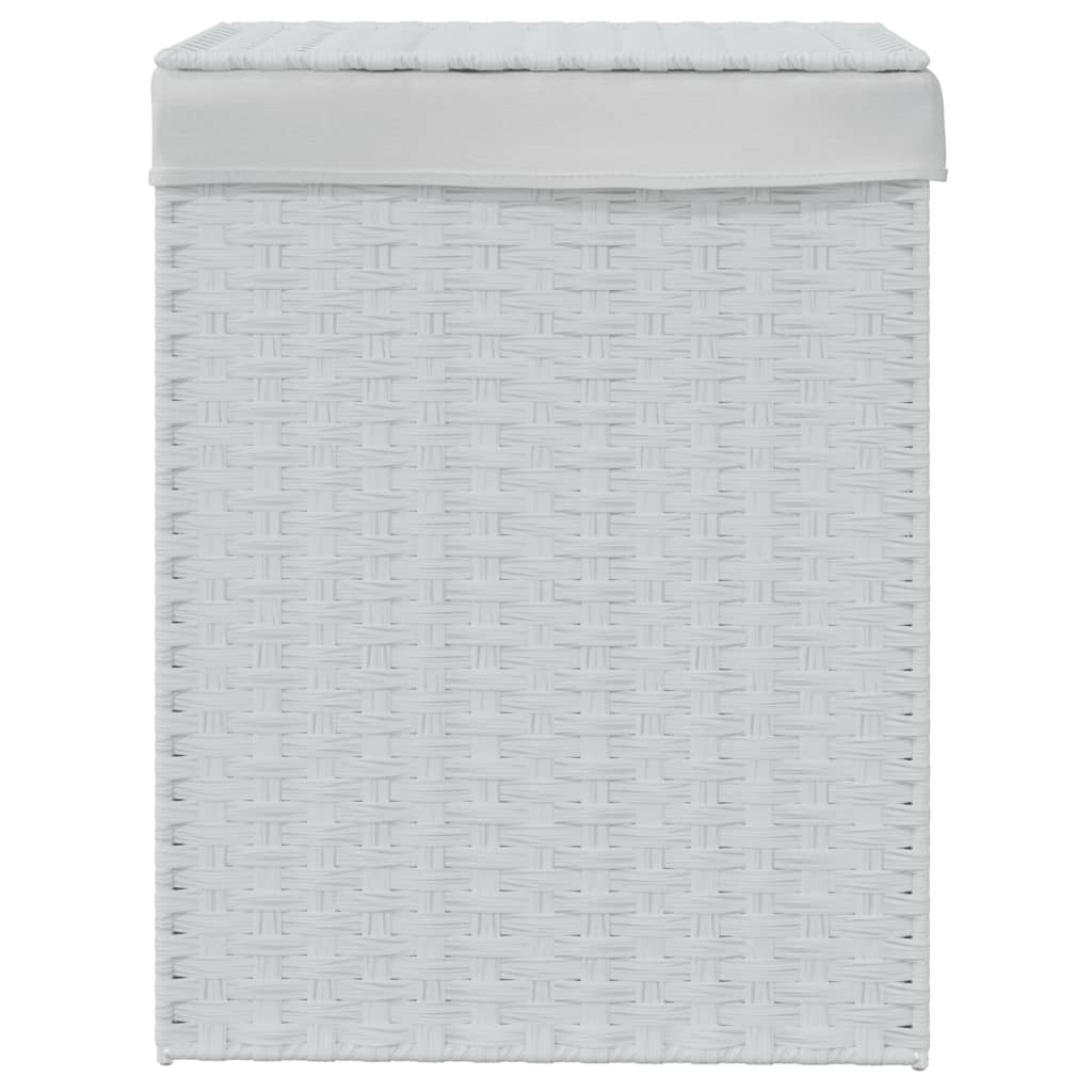 Canasta de lavandería de Vidaxl con tapa 46x33x60 cm de poly rattan blanco