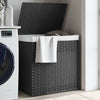 Vidaxl Lavaundry Basket con 2 scomparti 53x35x57 cm poli rattan grigio