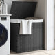 Cesta de lavandería Vidaxl con 2 compartimentos 53x35x57 cm Poly Rattan Gray
