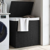 Vidaxl Lavandry Basket con 2 scomparti 53x35x57 cm poli rattan nero