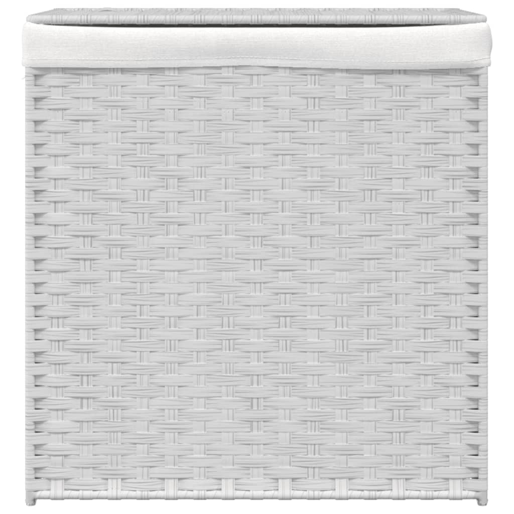 VidaXL Wasmand met 2 vakken 53x35x57 cm poly rattan wit