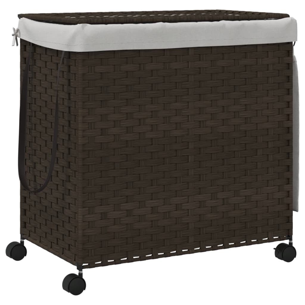 Vidaxl Basket lavanderia su ruote 60x35x60,5 cm rattan marrone scuro