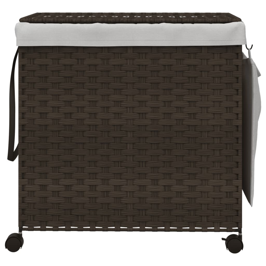 Vidaxl Basket lavanderia su ruote 60x35x60,5 cm rattan marrone scuro