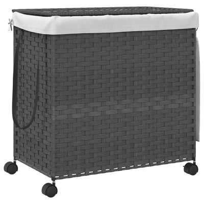 Vidaxl Laundry Basket on Wheels 60x35x60.5 cm Rattan Grey