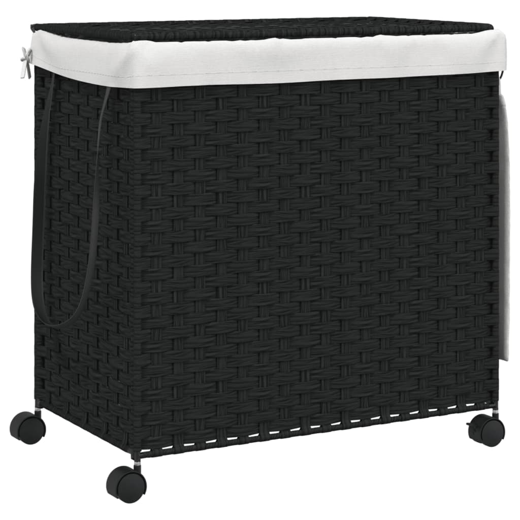 Vidaxl Basket lavanderia su ruote 60x35x60,5 cm rattan nero