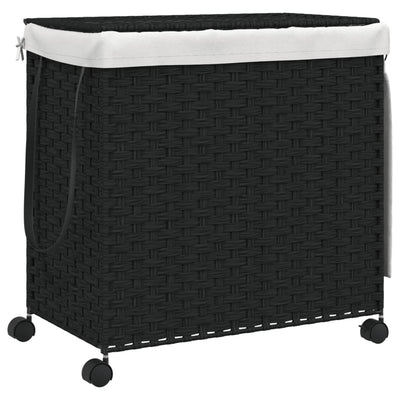 Vidaxl Basket lavanderia su ruote 60x35x60,5 cm rattan nero