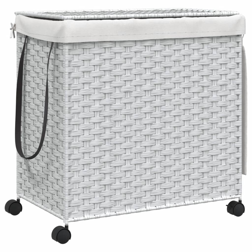 Vidaxl Basket lavanderia su ruote 60x35x60,5 cm rattan bianco