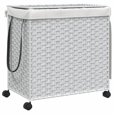 Vidaxl Basket lavanderia su ruote 60x35x60,5 cm rattan bianco
