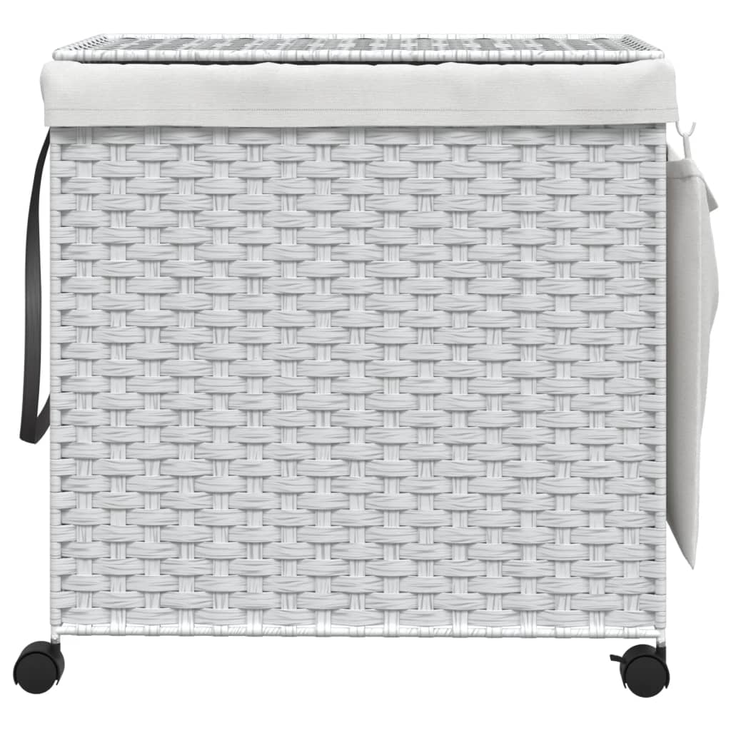 Vidaxl Basket lavanderia su ruote 60x35x60,5 cm rattan bianco