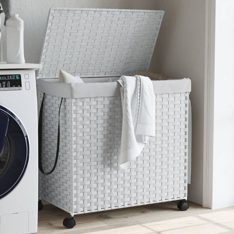 Vidaxl Basket lavanderia su ruote 60x35x60,5 cm rattan bianco