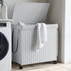 Canasta de lavandería Vidaxl sobre ruedas 60x35x60.5 cm rattan blanco