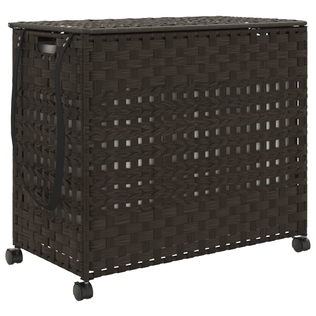 Vidaxl Basket lavanderia su ruote 66x35x60 cm rattan marrone scuro