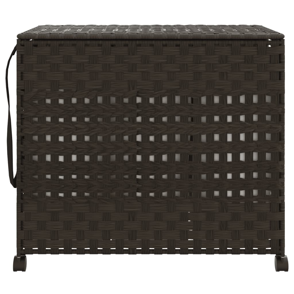 Vidaxl Basket lavanderia su ruote 66x35x60 cm rattan marrone scuro