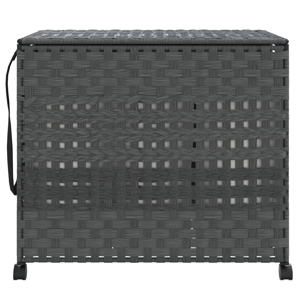 Canasta de lavandería Vidaxl sobre ruedas 66x35x60 cm Rattan Gray