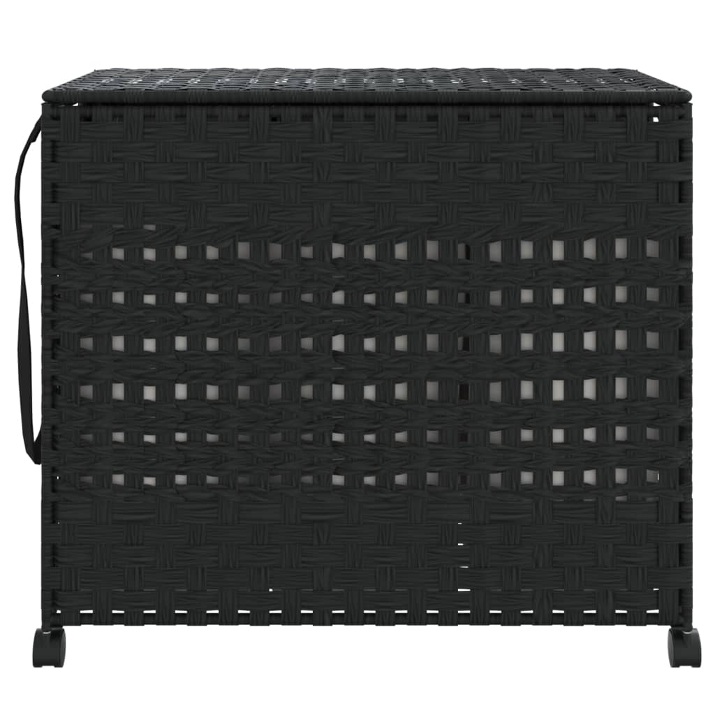 Canasta de lavandería de Vidaxl sobre ruedas 66x35x60 cm rattan negro