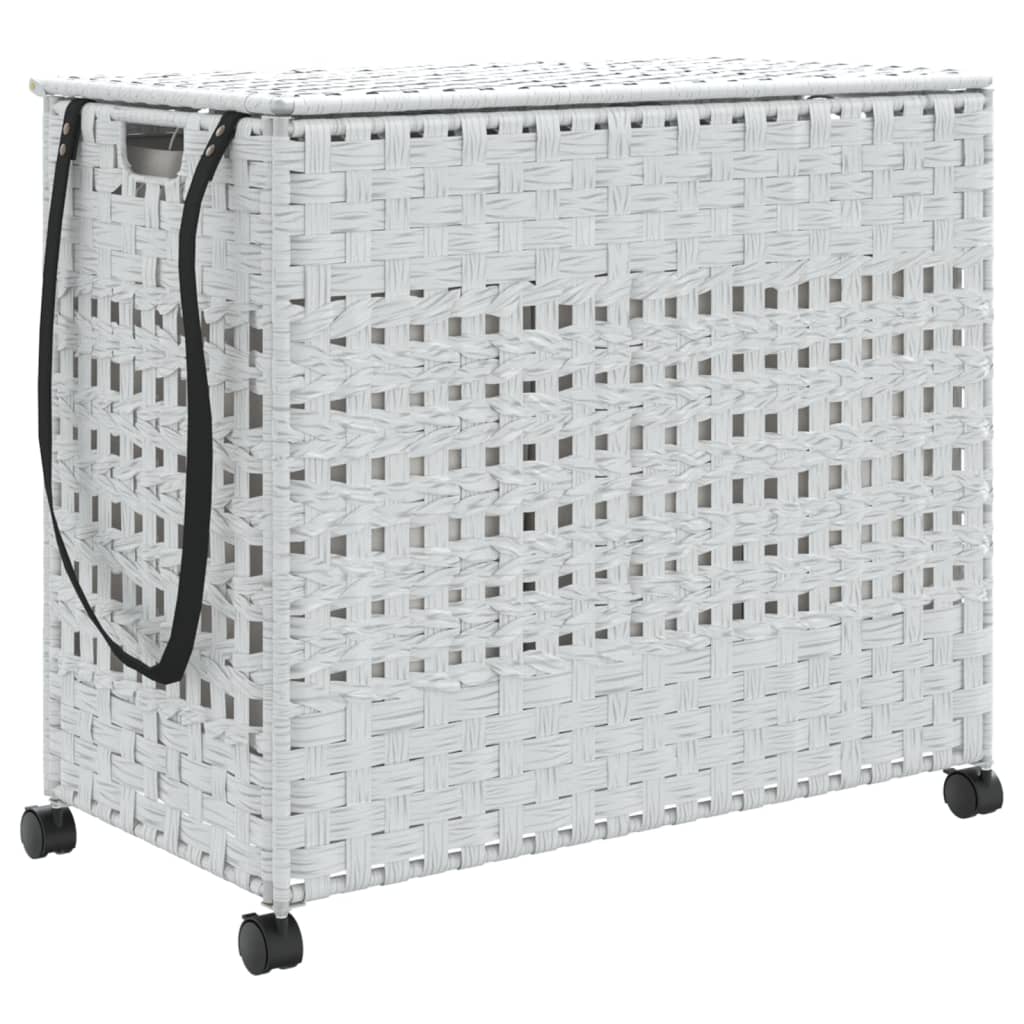 Vidaxl Basket lavanderia su ruote 66x35x60 cm rattan bianco