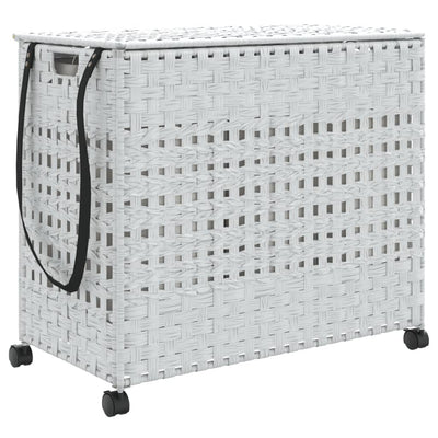 Vidaxl Basket lavanderia su ruote 66x35x60 cm rattan bianco