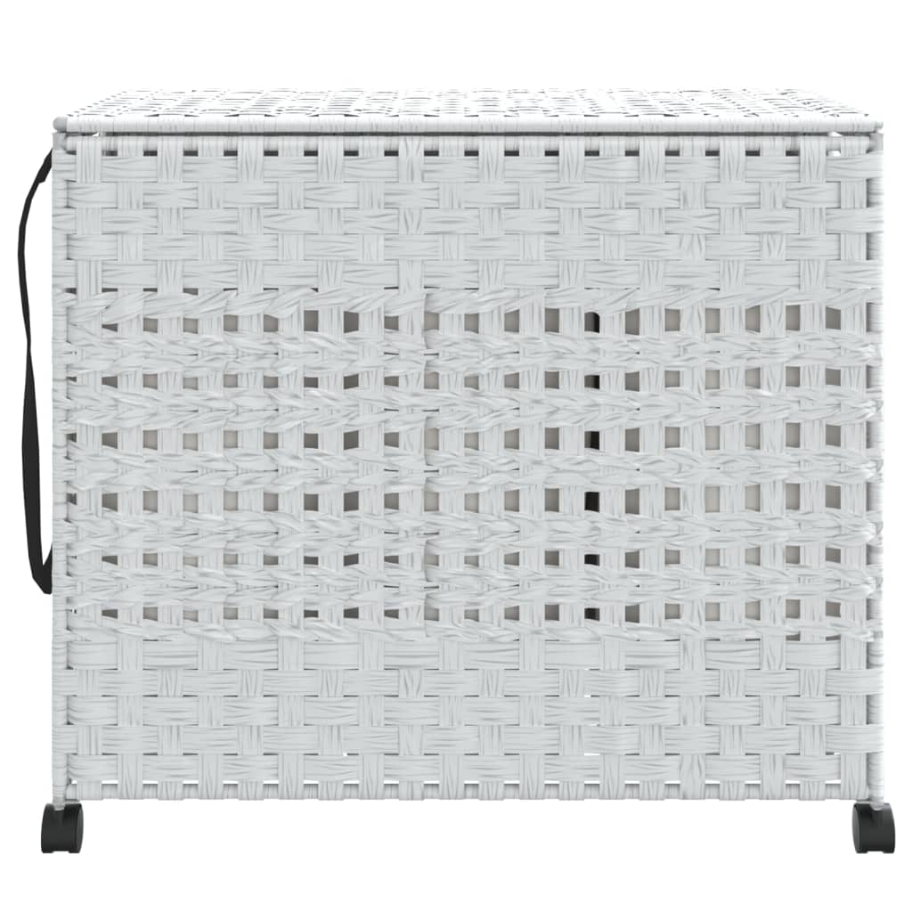 Canasta de lavandería Vidaxl sobre ruedas 66x35x60 cm rattan blanco