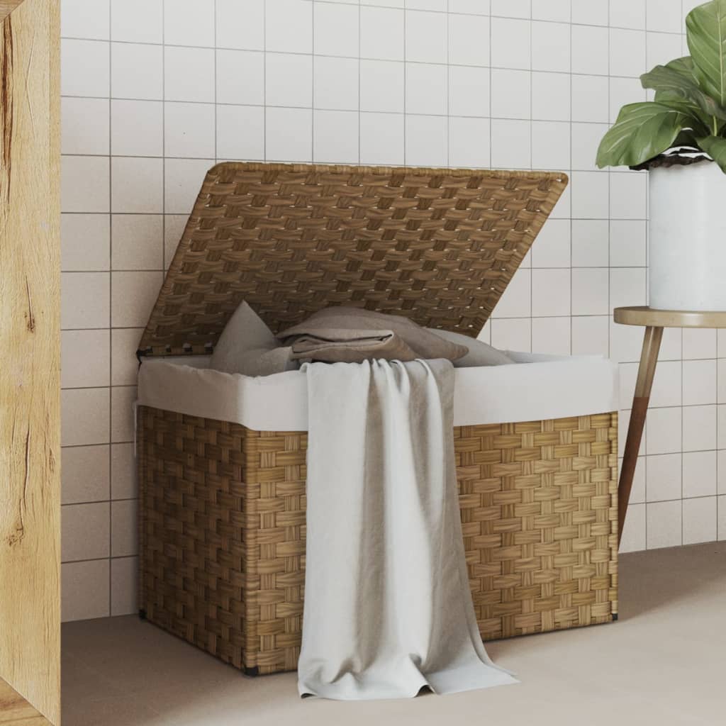 Cesta de lavandería Vidaxl con tapa de 55.5x35x34 cm de poly rattan