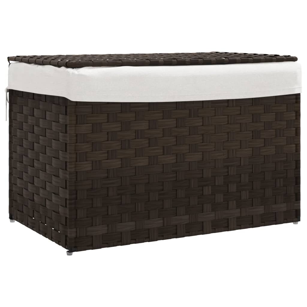 Vidaxl Lavandry Basket con coperchio 55.5x35x34 cm Poly Rattan Brown scuro