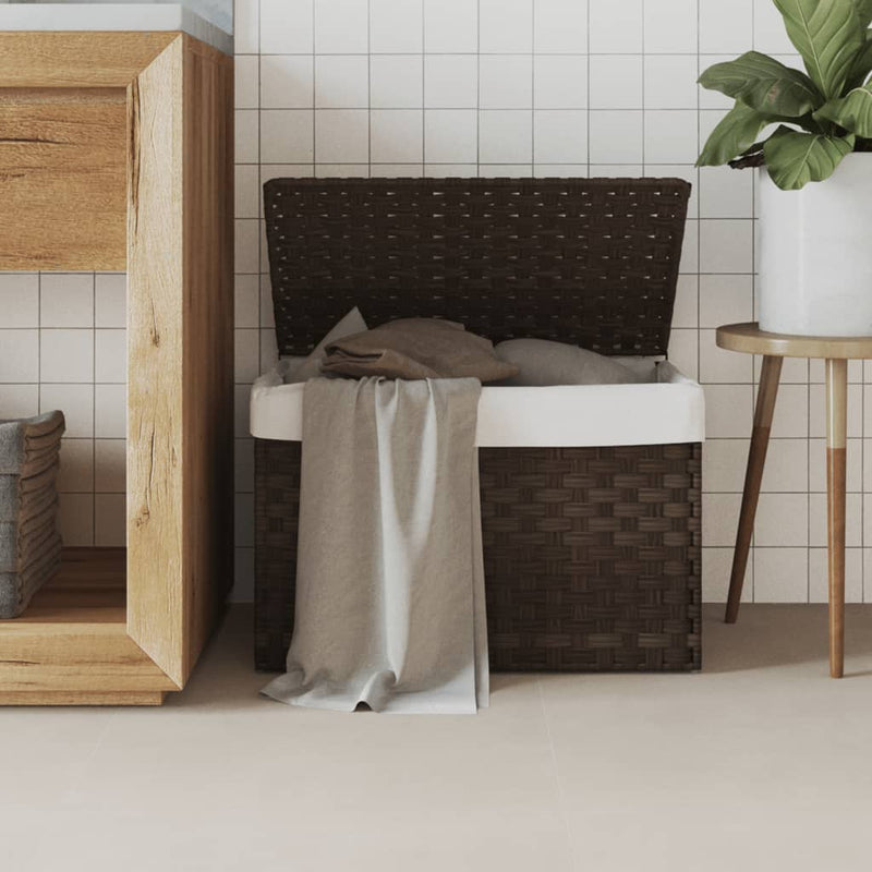 Vidaxl Laundry Ceste con coperchio 55.5x35x34 cm Poly Rattan Brown scuro