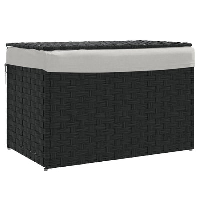 Vidaxl Laundry Ceste con coperchio 55.5x35x34 cm Poly Rattan Black