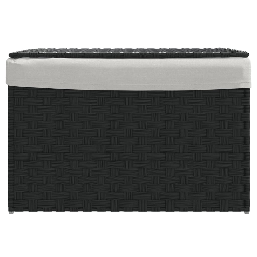 Canasta de lavandería Vidaxl con tapa de 55.5x35x34 cm Poly Rattan negro