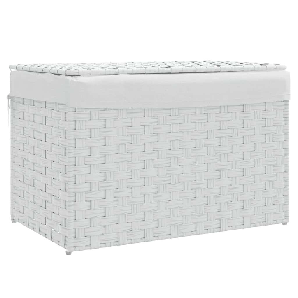 Canasta de lavandería Vidaxl con tapa de 55.5x35x34 cm Poly Rattan White