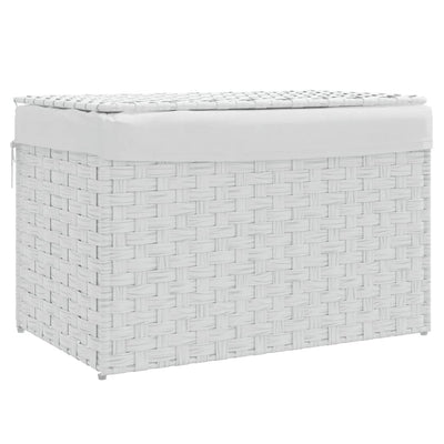 Vidaxl Lavandry Basket con coperchio 55.5x35x34 cm Poly Rattan White