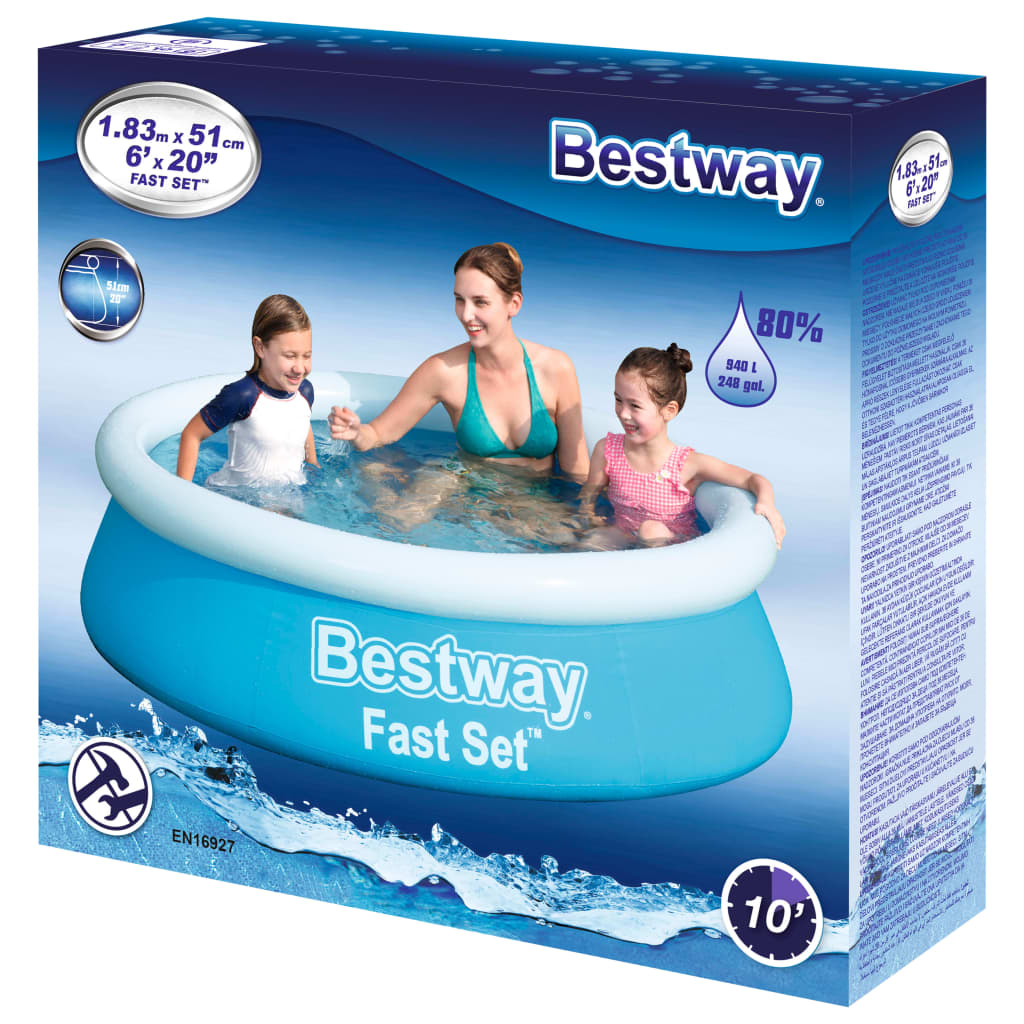 Bestway Fast Set Natavimming Pool Inflable alrededor de 183x51 cm Azul