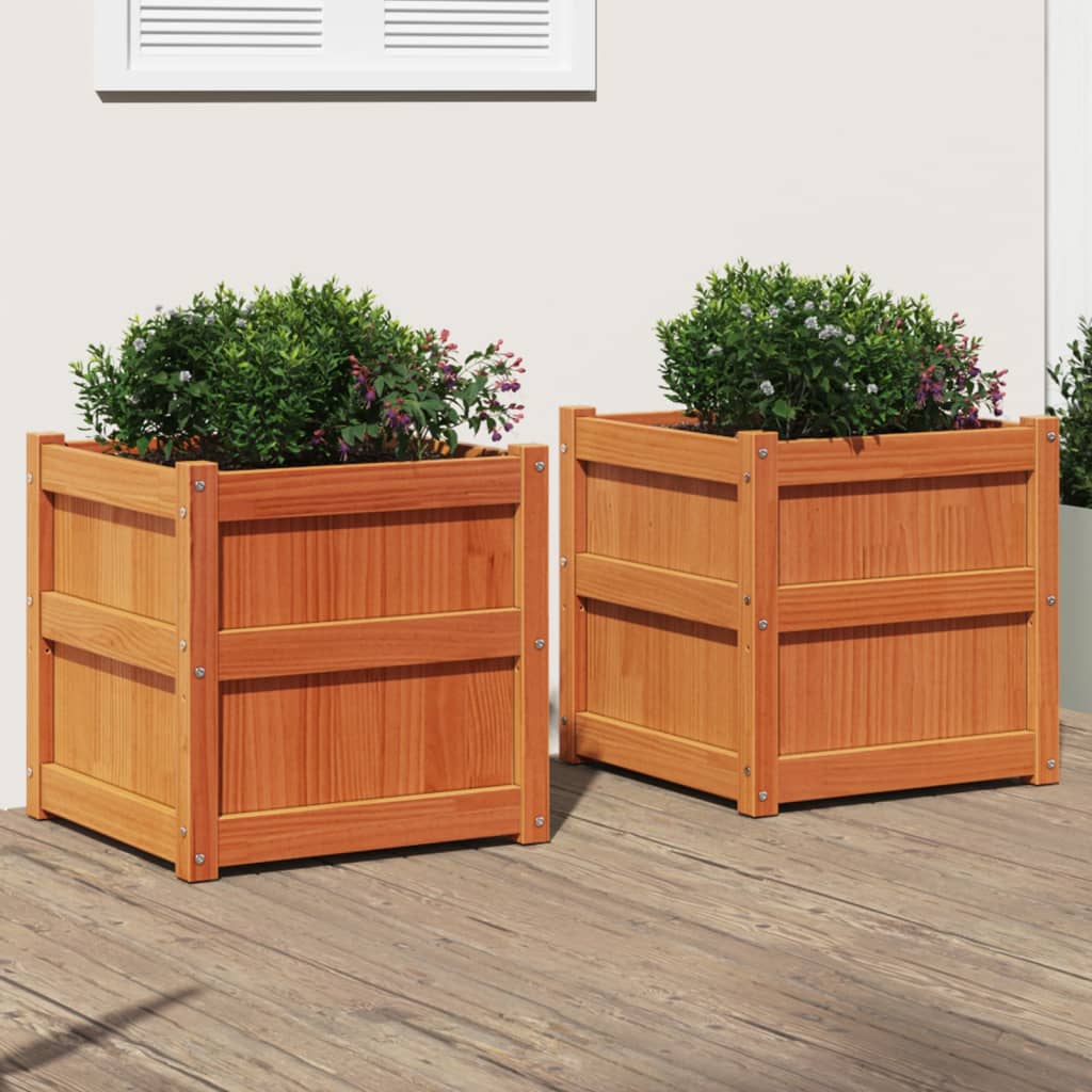 Vidaxl Fioterrs 2 PC CM Solid Pine Wash Brown