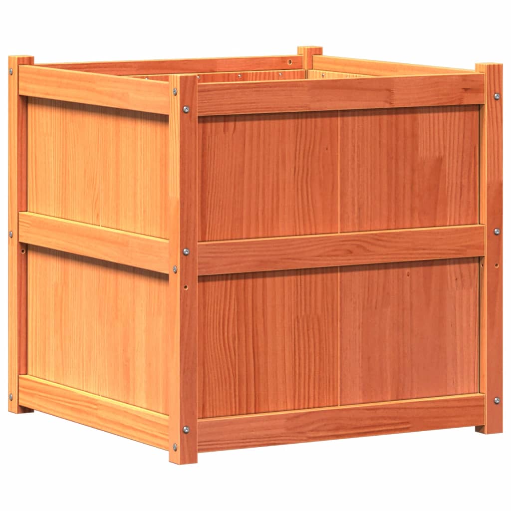 Vidaxl Planning Box 70x70x70 cm de pino sólido marrón
