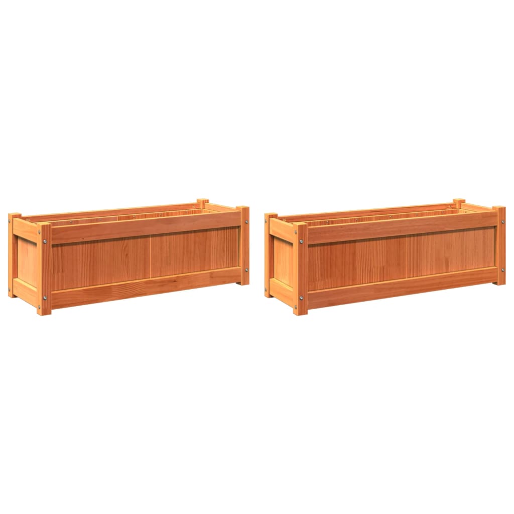 Vidaxl Fioterrs 2 PC CM Solid Pine Wash Brown