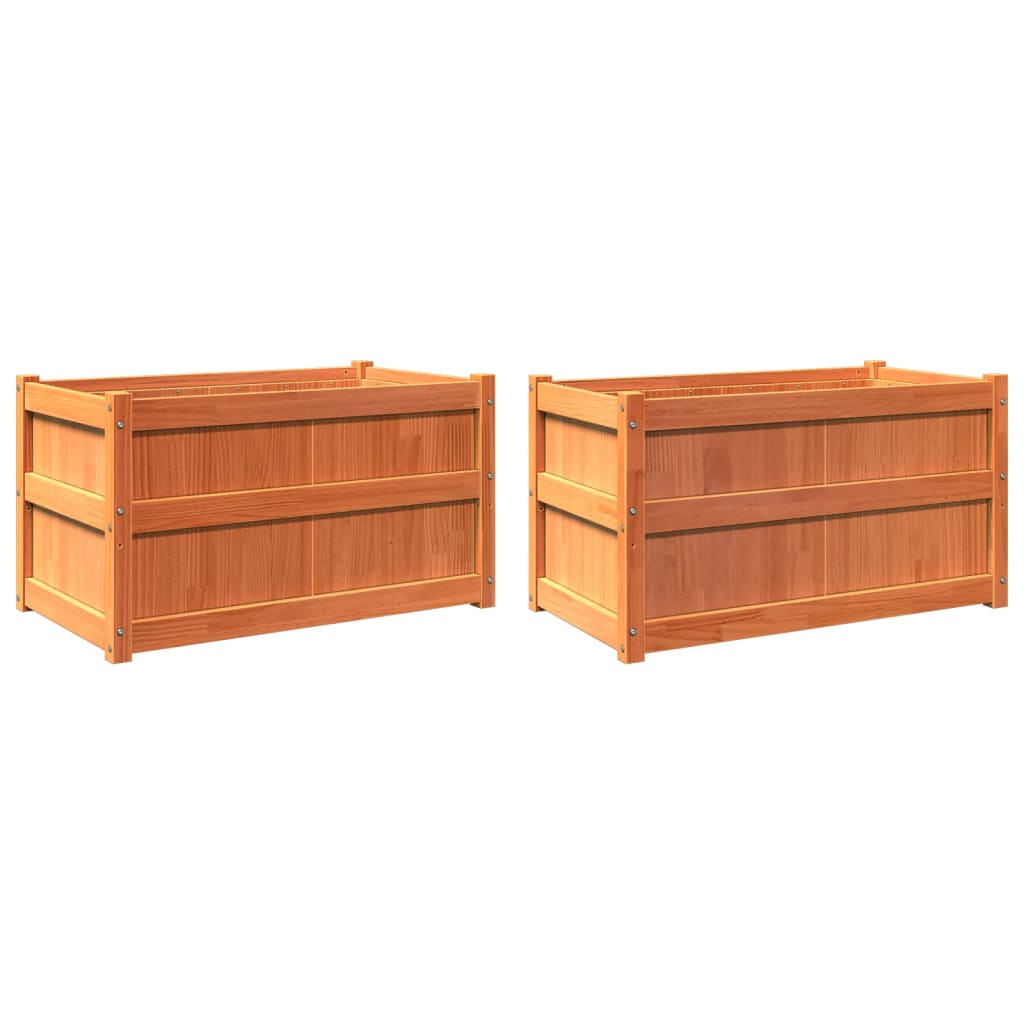 Vidaxl Fioterrs 2 PC CM Solid Pine Wash Brown