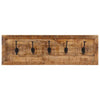 Vidaxl Rack de pared con 5 ganchos de madera de mango sólida