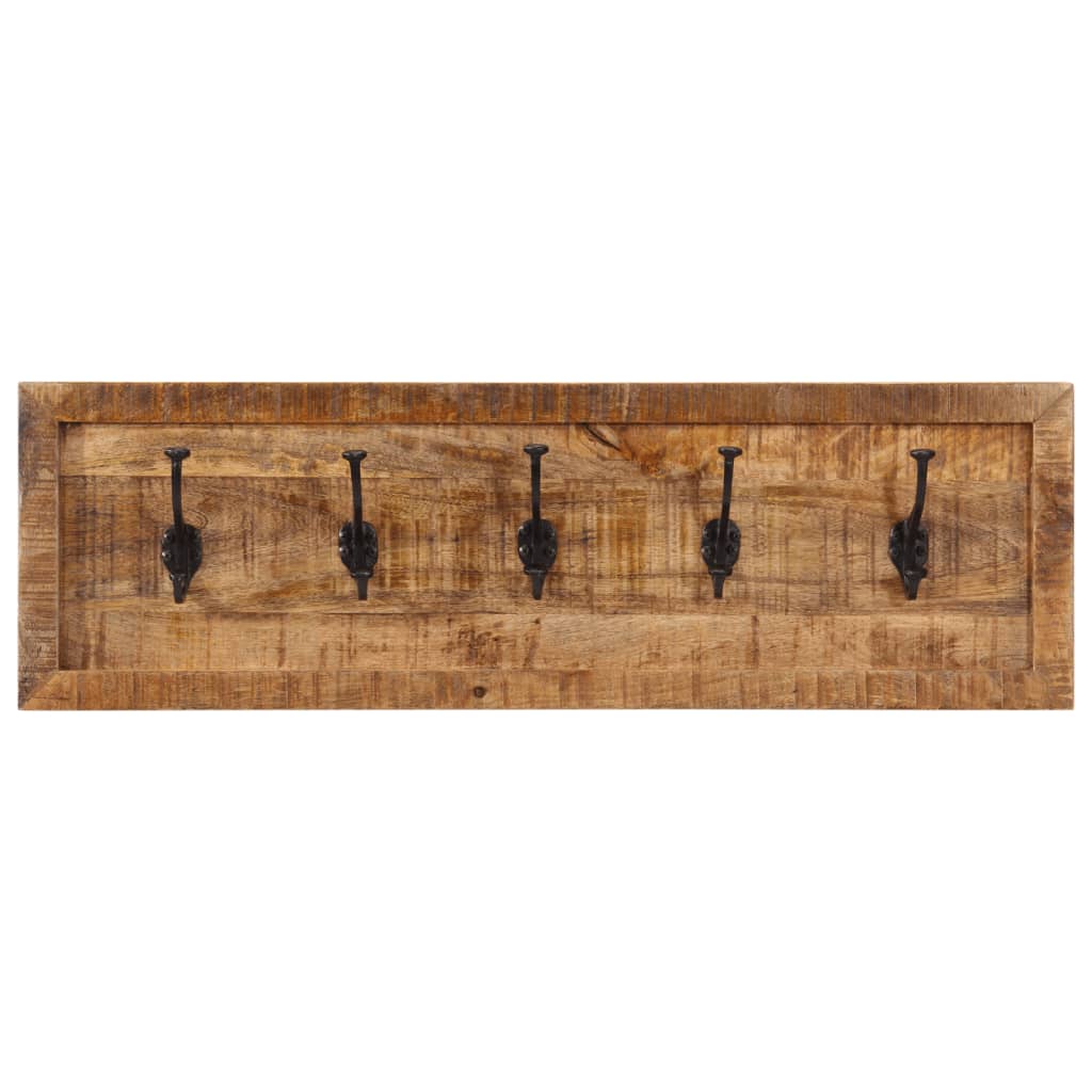 Rastrellino da parete Vidaxl con 5 ganci in legno di mango solido