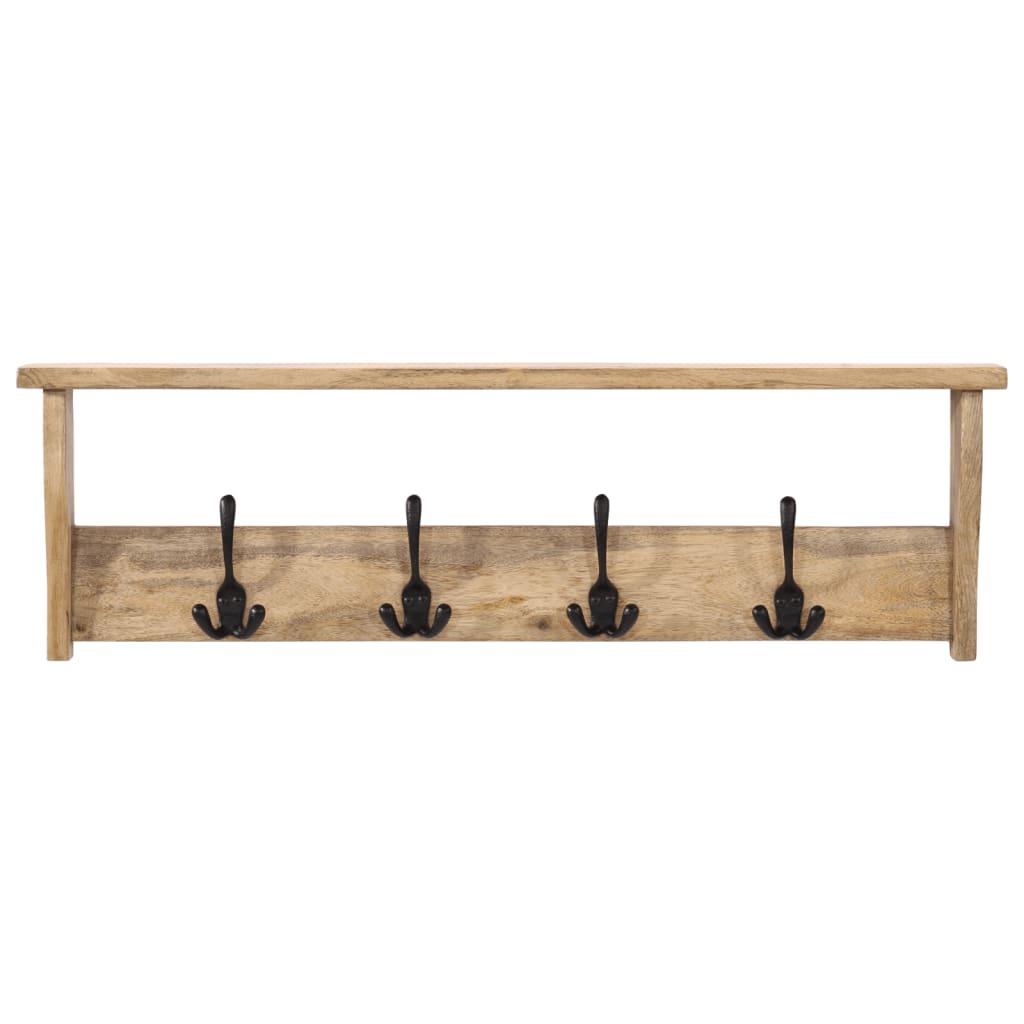 Rastrellino da parete Vidaxl con 4 ganci in legno di mango solido