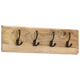 Vidaxl Rack de pared con 4 ganchos de madera de mango sólida