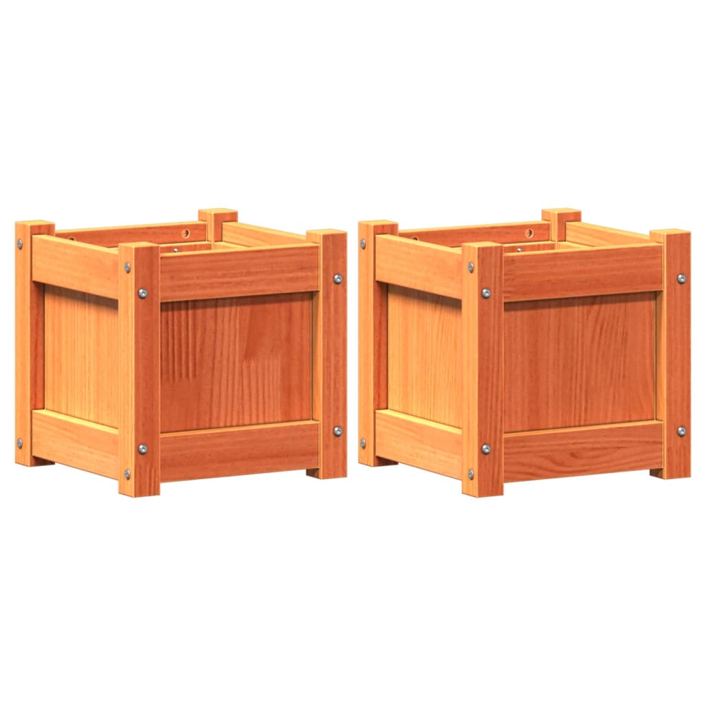 Vidaxl Fioterrs 2 PC CM Solid Pine Wash Brown