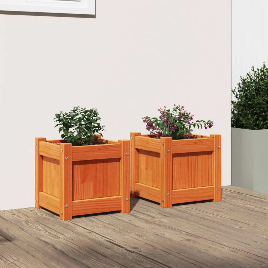 Vidaxl Fioterrs 2 PC CM Solid Pine Wash Brown