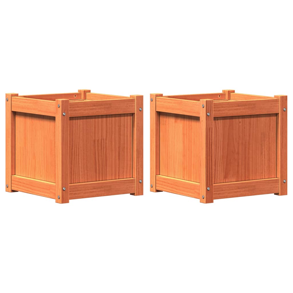 Vidaxl Fioterrs 2 PC CM Solid Pine Wash Brown