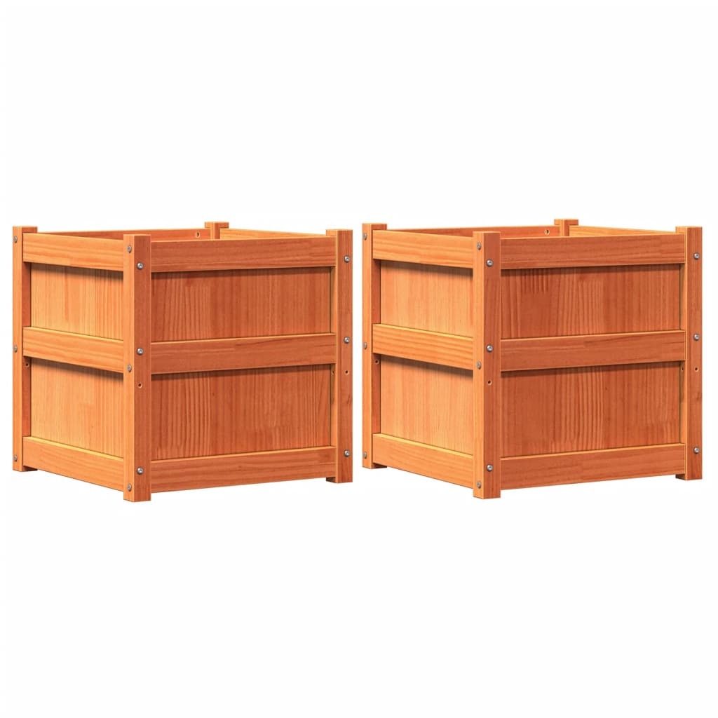 Vidaxl Fioterrs 2 PC CM Solid Pine Wash Brown