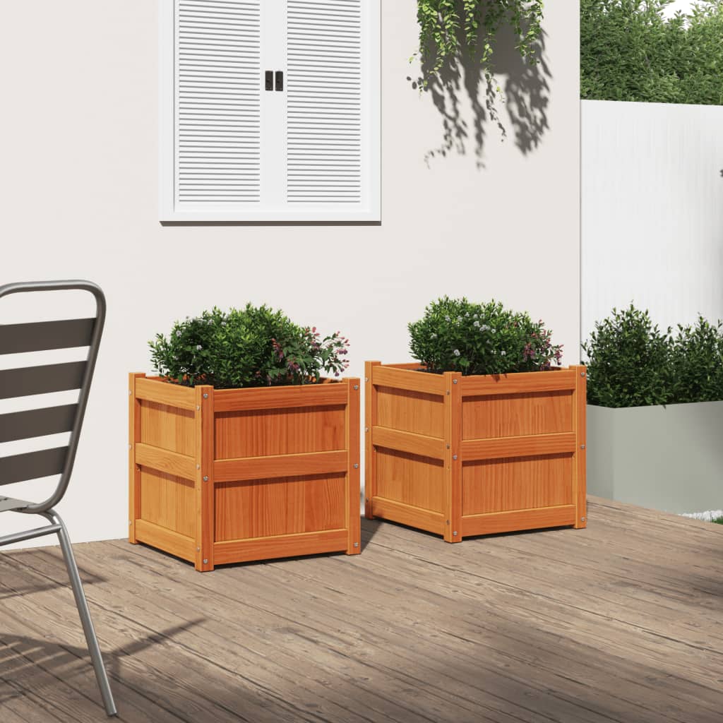 Vidaxl Fioterrs 2 PC CM Solid Pine Wash Brown