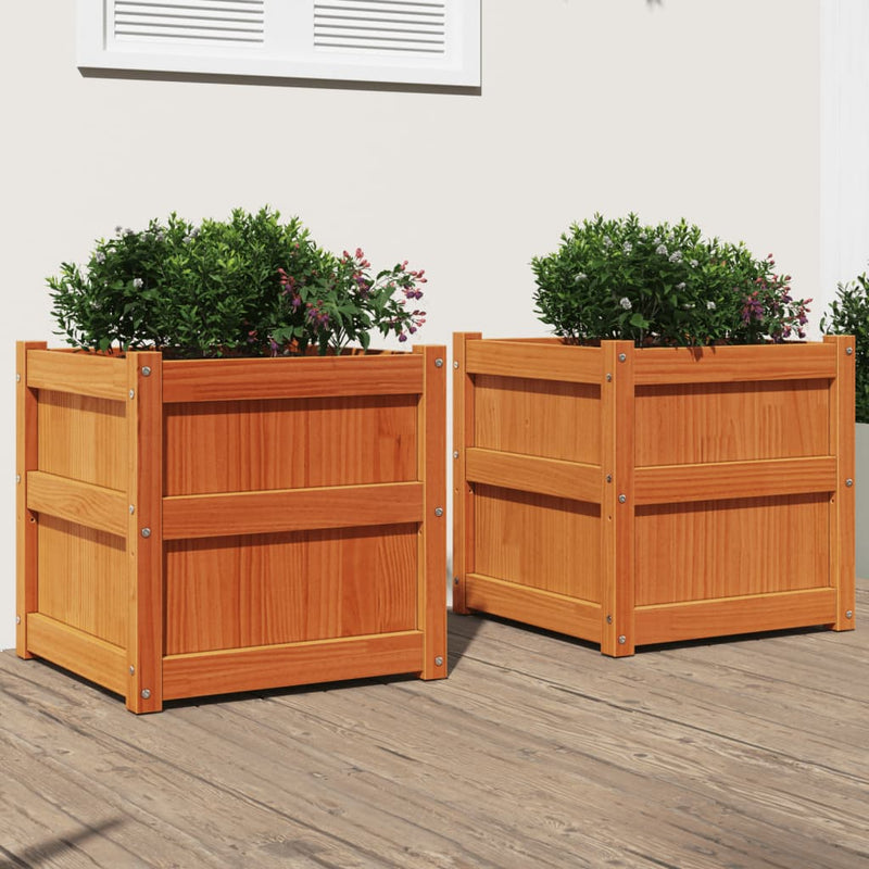 Vidaxl Fioterrs 2 PC CM Solid Pine Wash Brown