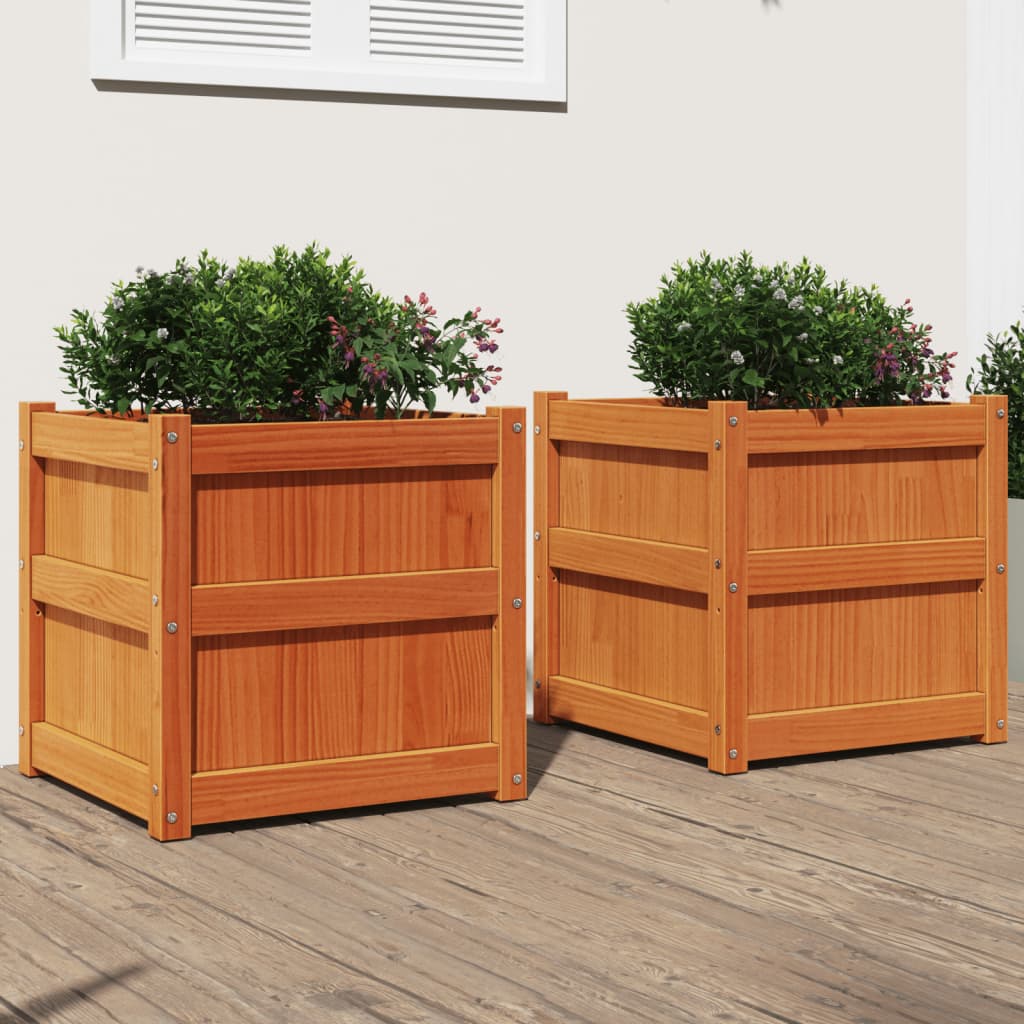 Vidaxl Fioterrs 2 PC CM Solid Pine Wash Brown