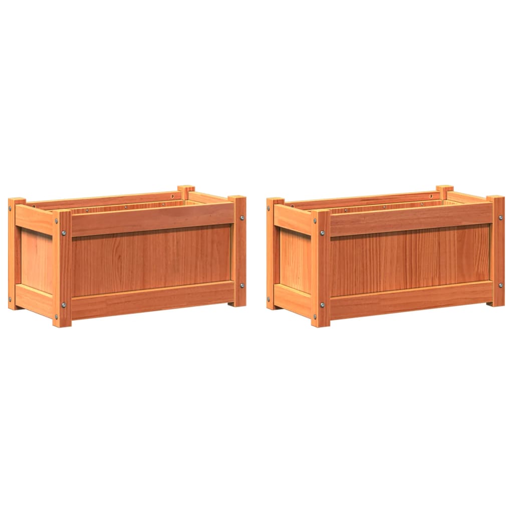 Vidaxl Fioterrs 2 PC CM Solid Pine Wash Brown