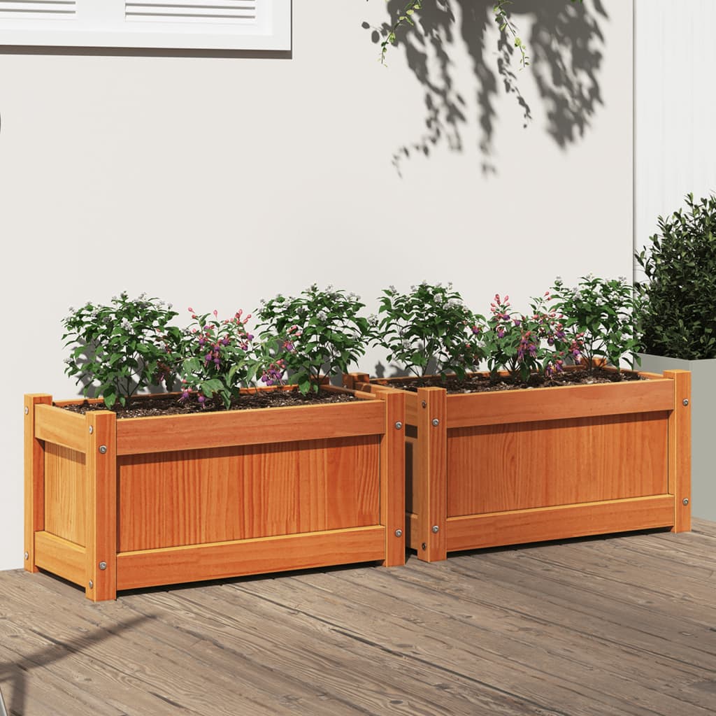 Vidaxl Fioterrs 2 PC CM Solid Pine Wash Brown